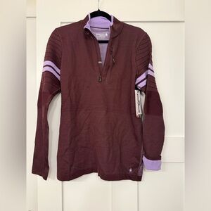 NWT Smartwool Maroon Quarter-Zip with Lavender Trim